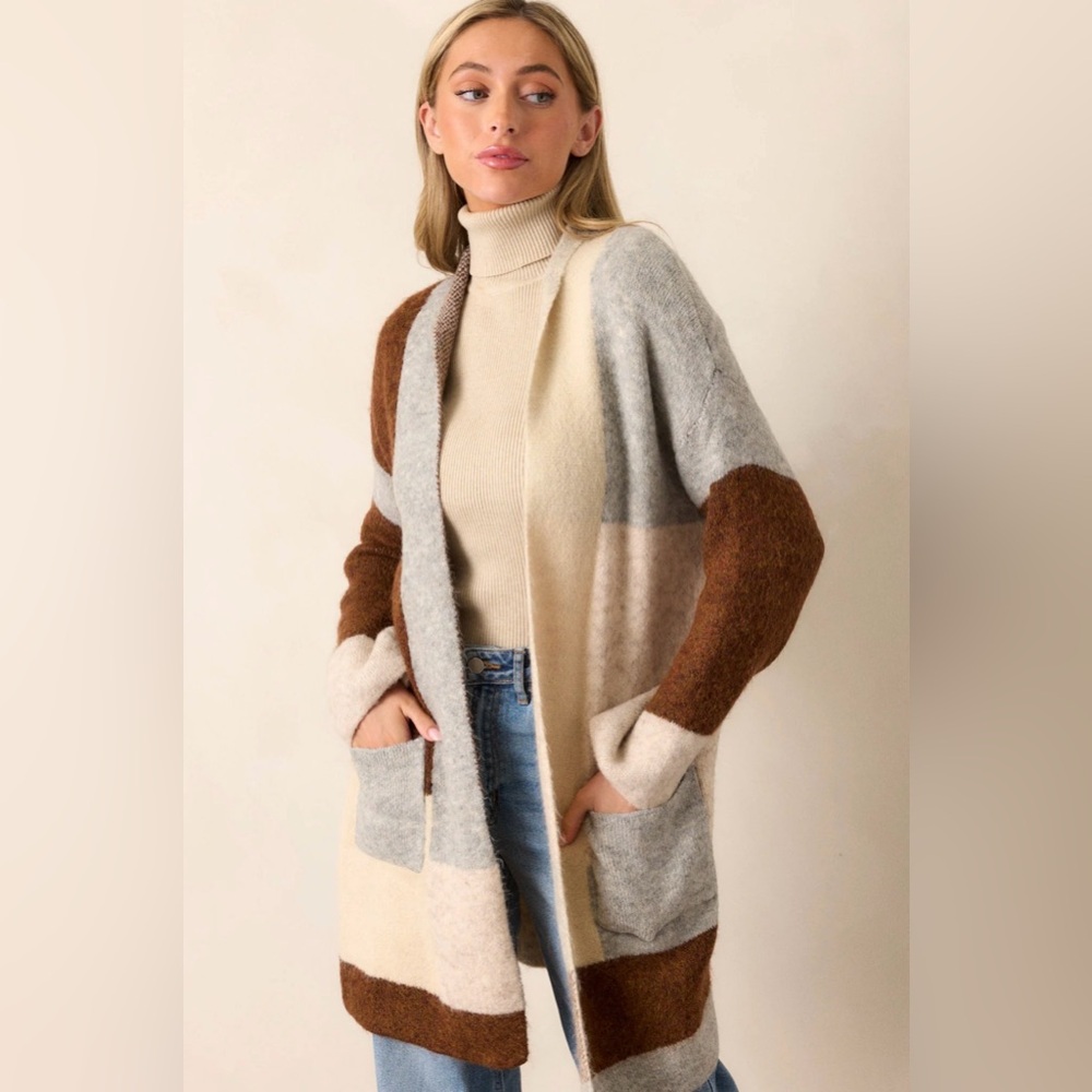 Fable Colorblock Open-Front Cardigan - Size M/L